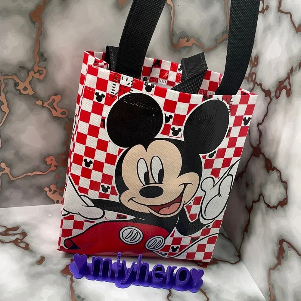 Disney Mickey Mouse 3‑Piece Set • Checkered Mini Tote + Crew Socks + Lanyard NWT